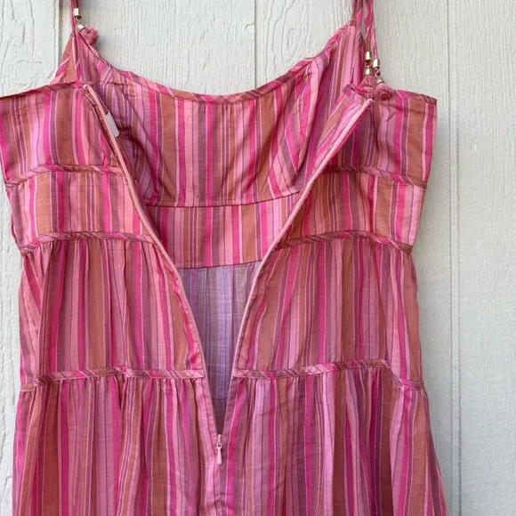 Zimmermann Bonita Tie Shoulder Striped Cotton Sundress Size 10 - Picture 9 of 10